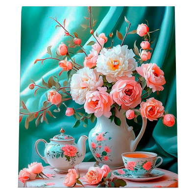 Алмазная мозаика Чайная гармония Рыжий кот НД-1292 1